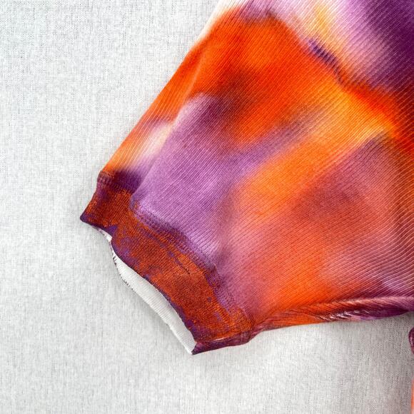 FREE PEOPLE X TRICIA FIX Reworked T-shirt S Orange Purple White Short Sleeve Rib - Picture 11 of 13